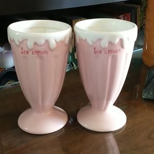 Set of 2 Pink Ceramic Ice Cream Dishes